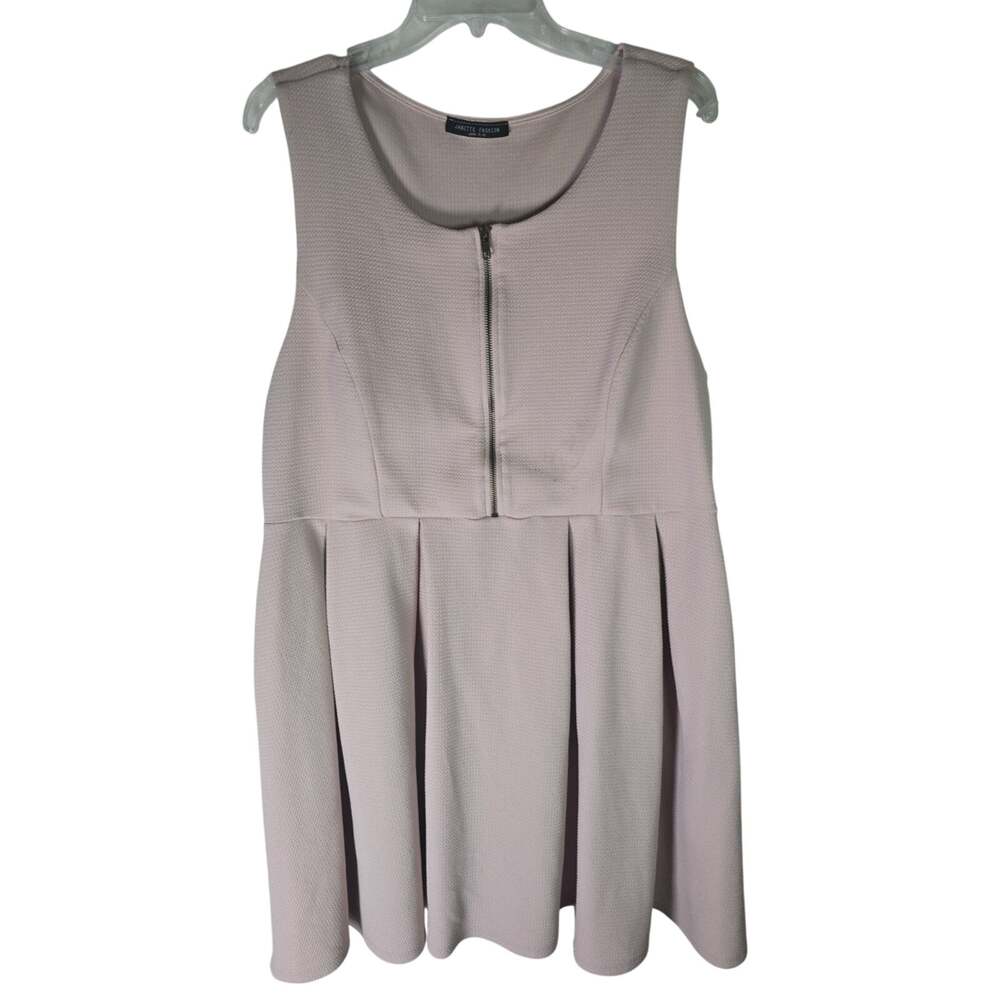 Janette Fashion A-line Skater Dress Pink Zip Pleated Knee-length XL Sleeveless